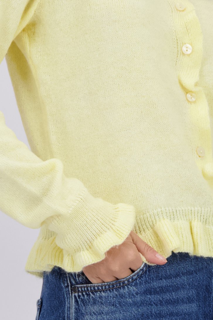 Détail de Cardigan jaune pâle avec volants  de JDY pour Femmes