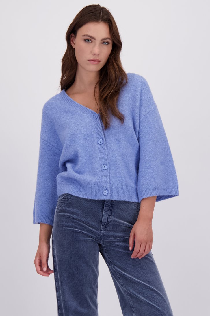 Lichtblauwe cardigan met 3/4 mouwen van Geisha 7600352