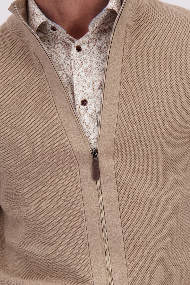 Détail de Cardigan marron clair à fermeture éclair de Dansaert Blue pour Hommes