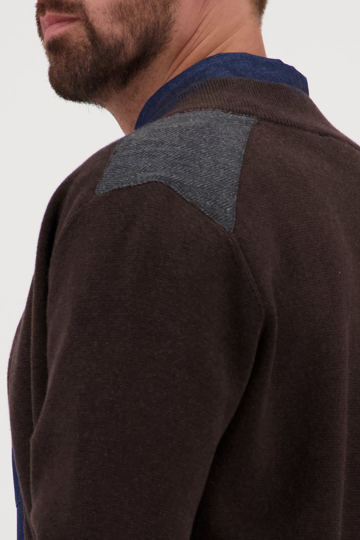 Cardigan marron foncé avec fermeture éclair de Dansaert Blue pour Hommes