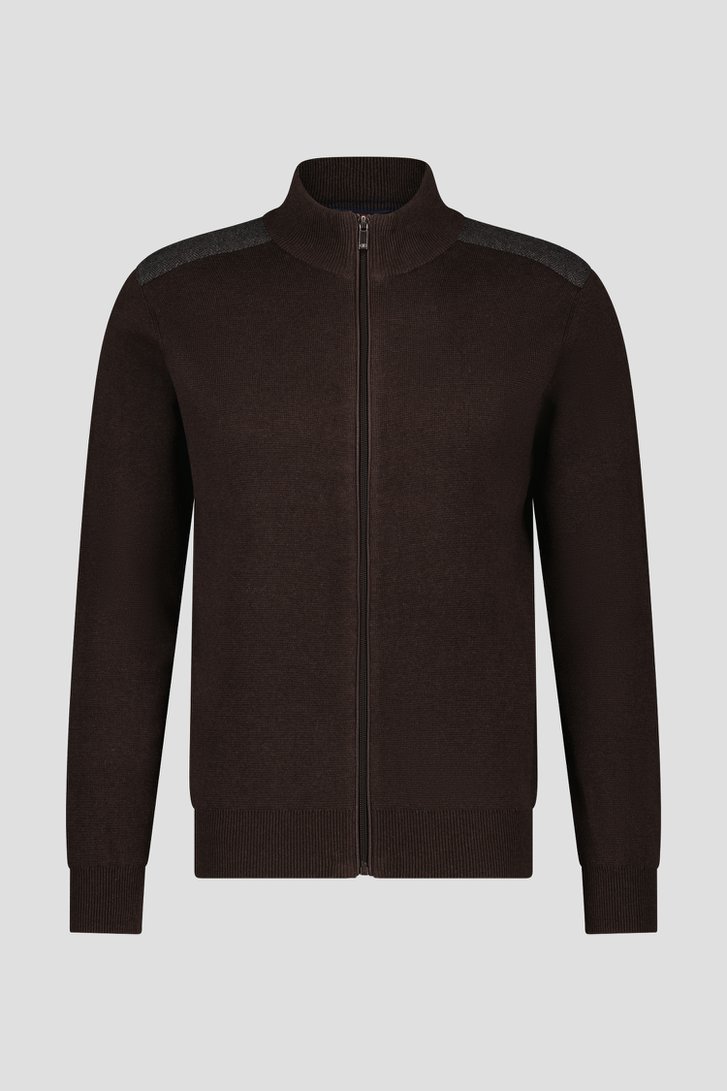 Cardigan marron foncé avec fermeture éclair de Dansaert Blue pour Hommes