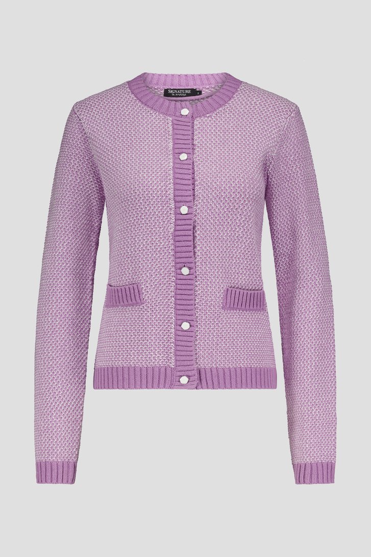 Cardigan mélangé violet et blanc de Signature pour Femmes