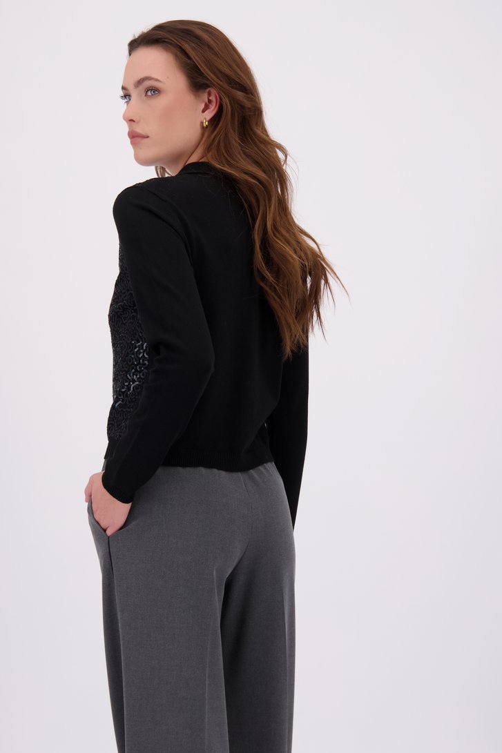 Le dos de Cardigan noir avec paillettes de Geisha pour Femmes