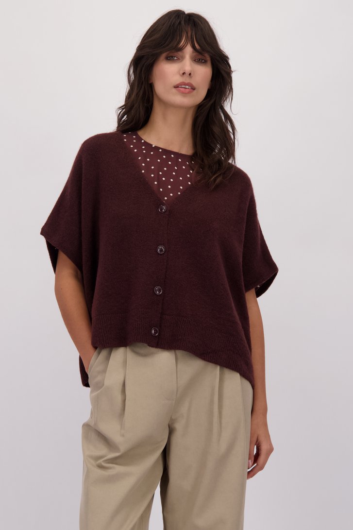 Le devant de Cardigan oversize brun bordeaux  de Louise pour Femmes