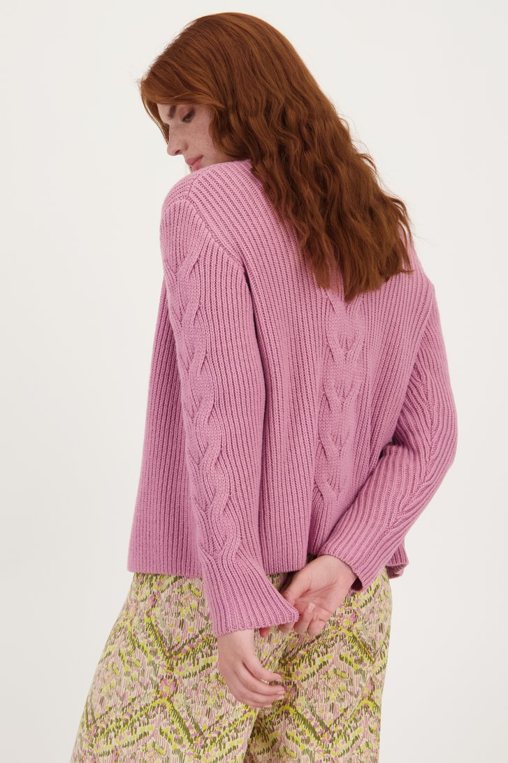Cardigan rose tricoté avec de la laine de Liberty Loving nature pour Femmes