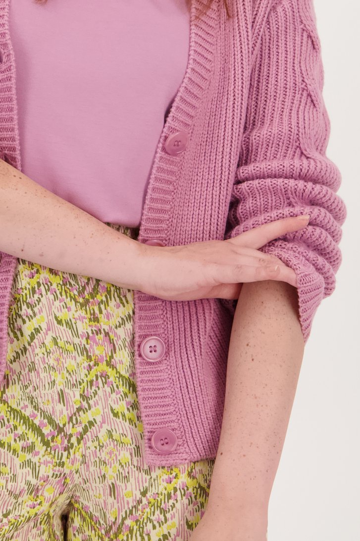 Cardigan rose tricoté avec de la laine de Liberty Loving nature pour Femmes