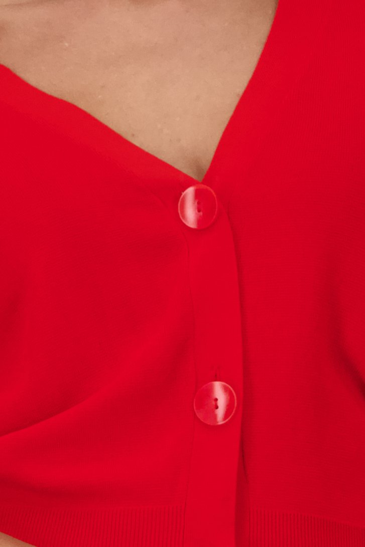 Cardigan rouge à manches courtes de D'Auvry pour Femmes
