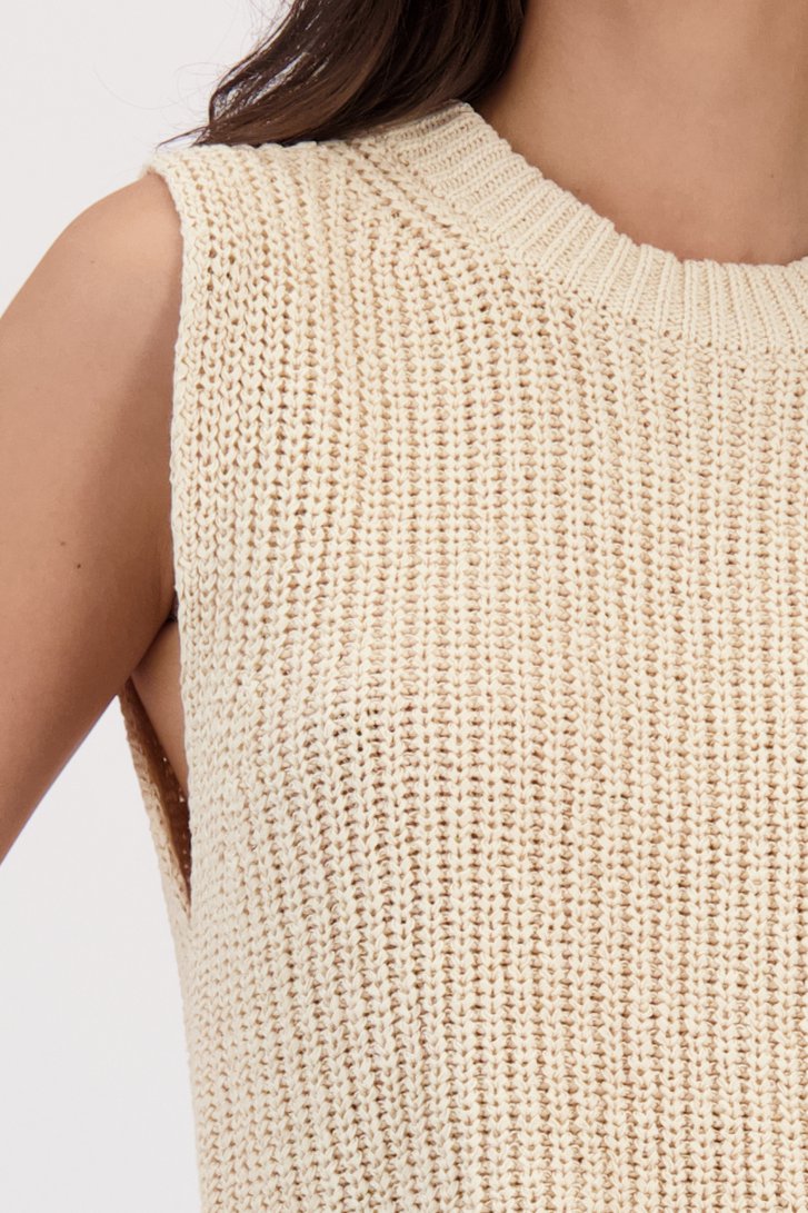Détail de Cardigan sans manches beige en maille de Louise pour Femmes
