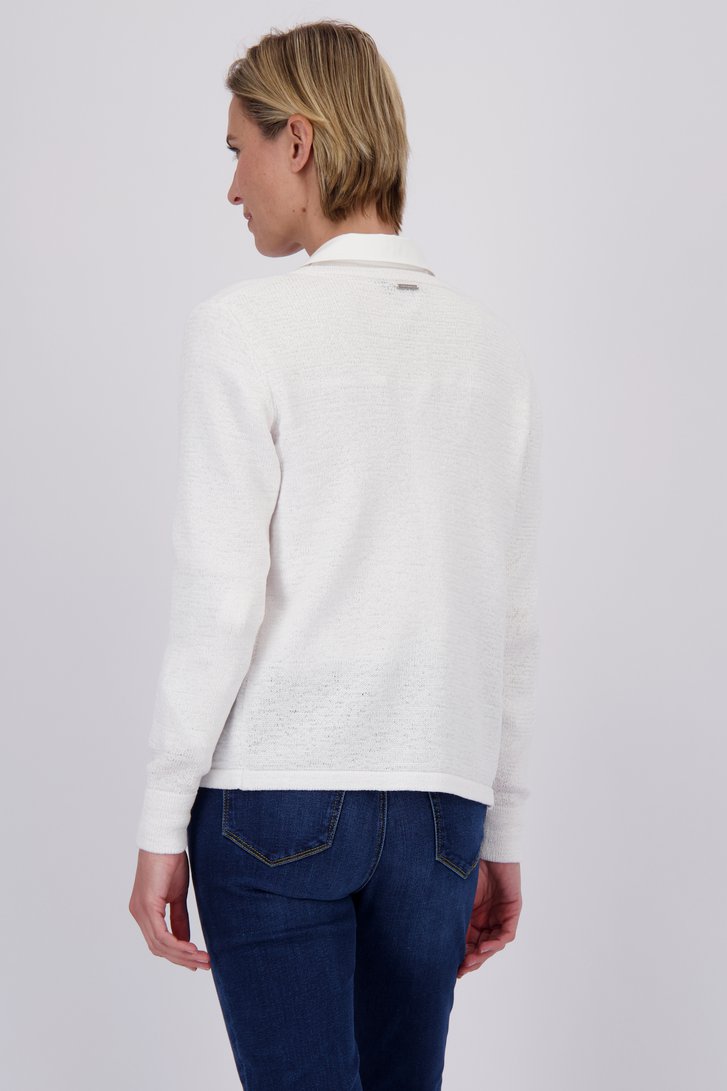 Cardigan tricot blanc avec un seul bouton de Claude Arielle pour Femmes