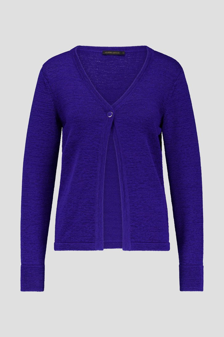 Cardigan tricot bleu avec un seul bouton de Claude Arielle pour Femmes