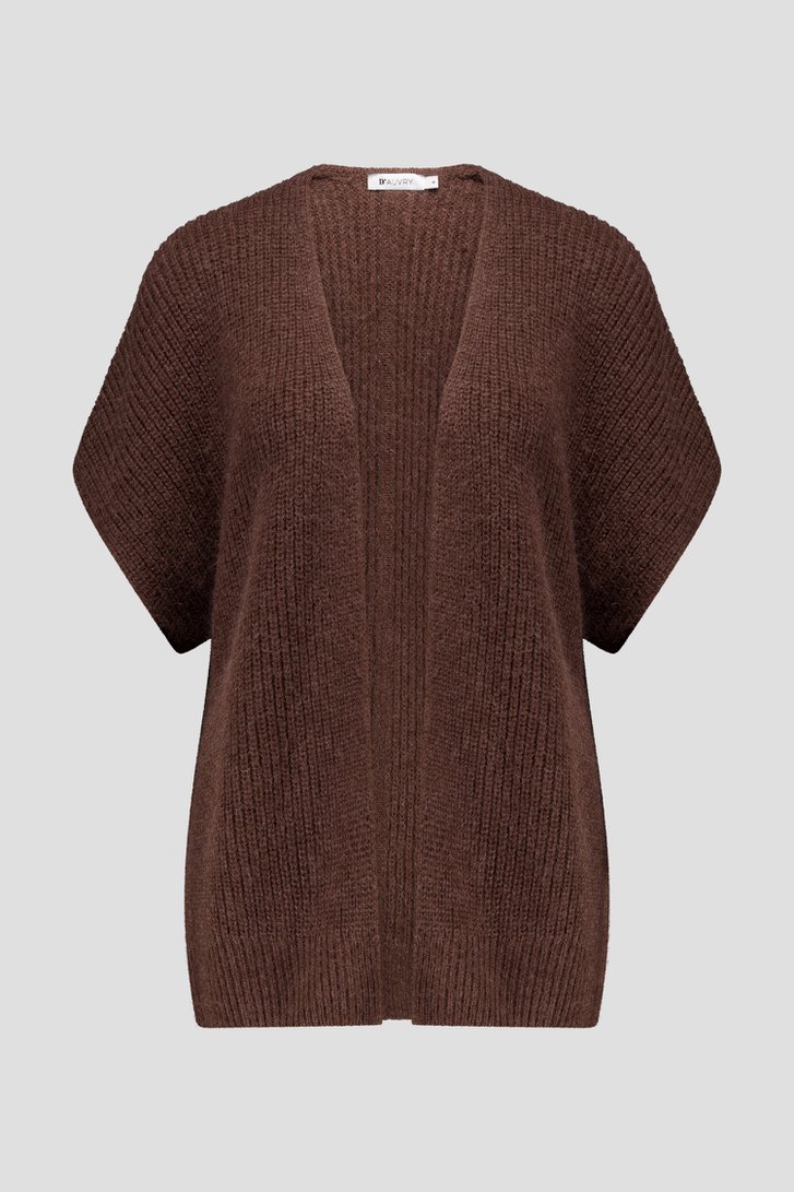 Photo produit 1 de Cardigan tricot brun foncé avec laine et mohair de D'Auvry pour Femmes