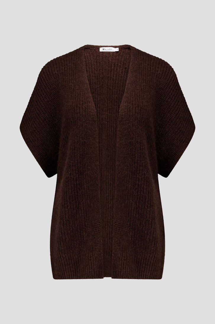 Photo produit 2 de Cardigan tricot brun foncé avec laine et mohair de D'Auvry pour Femmes