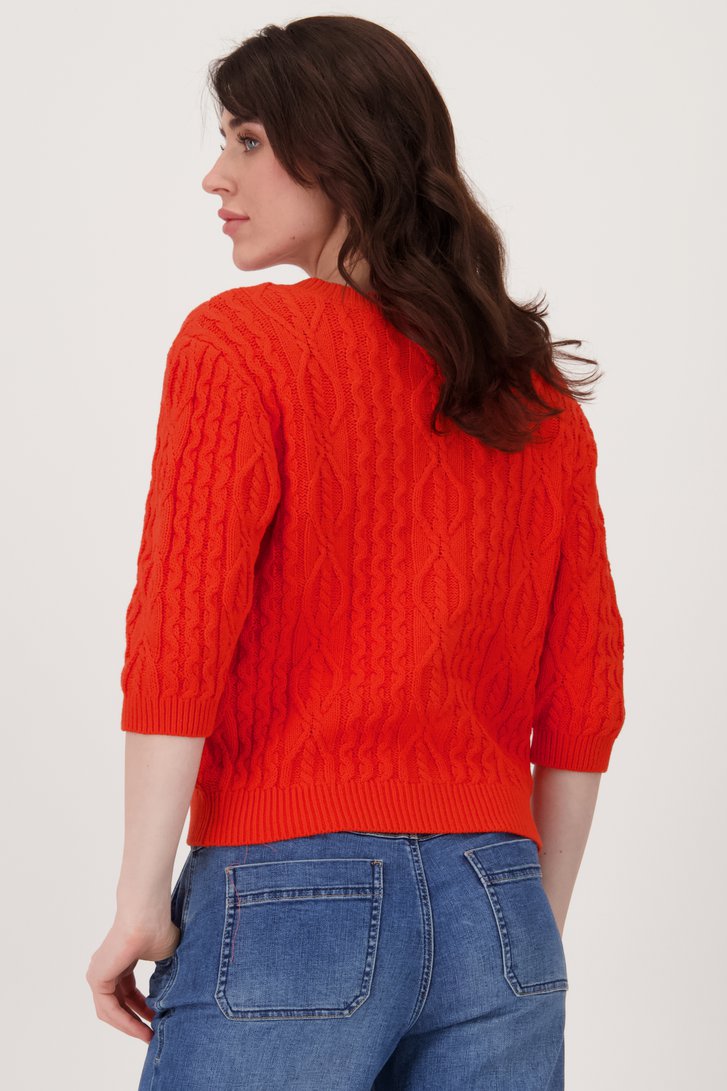 Cardigan tricot orange à manches 3/4 de Geisha pour Femmes