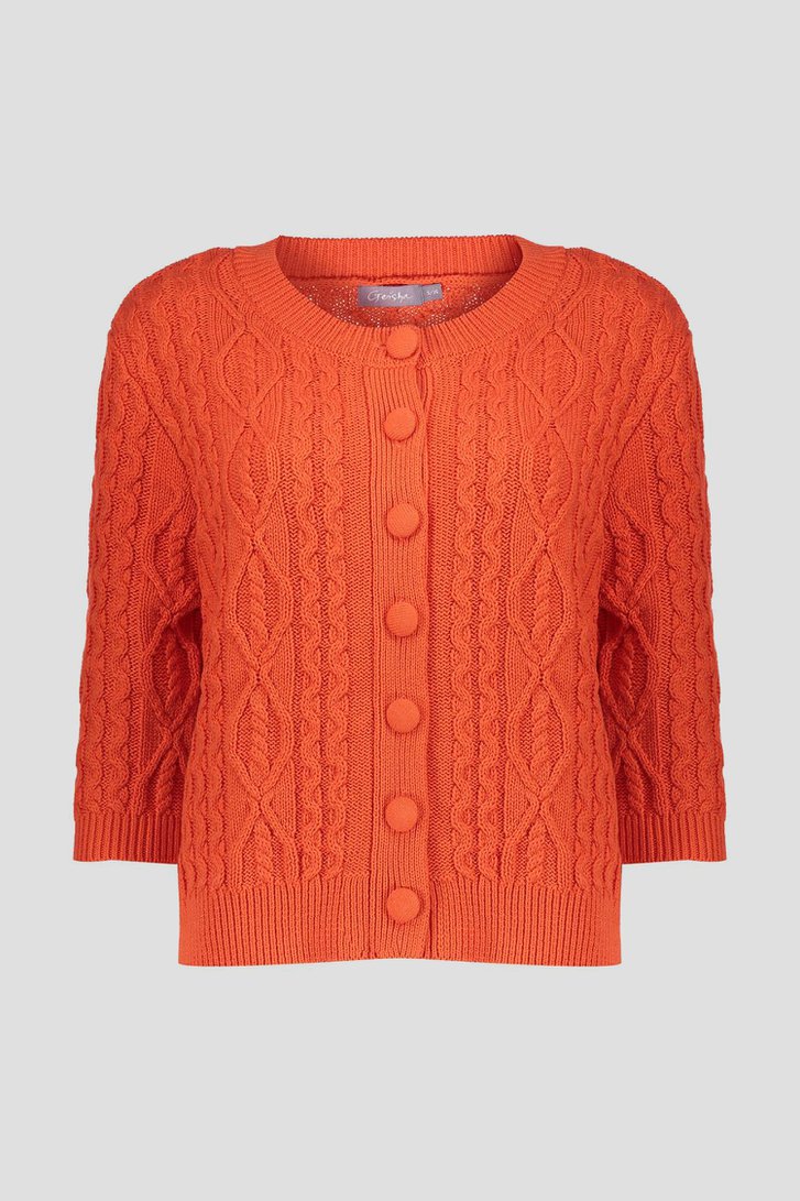 Cardigan tricot orange à manches 3/4 de Geisha pour Femmes
