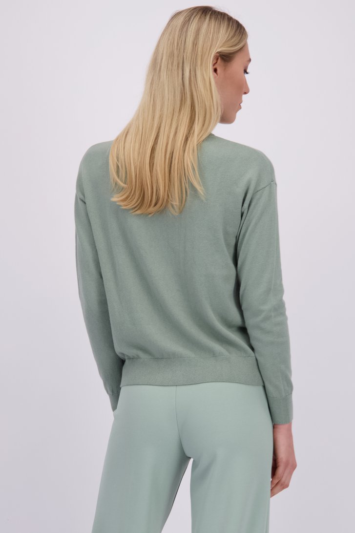 Le dos de Cardigan vert à col polo de Liberty Island pour Femmes