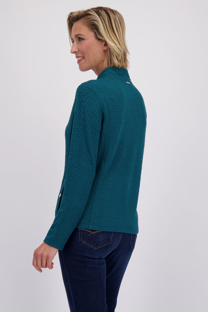 Le dos de Cardigan vert avec fermeture zippée de Claude Arielle pour Femmes