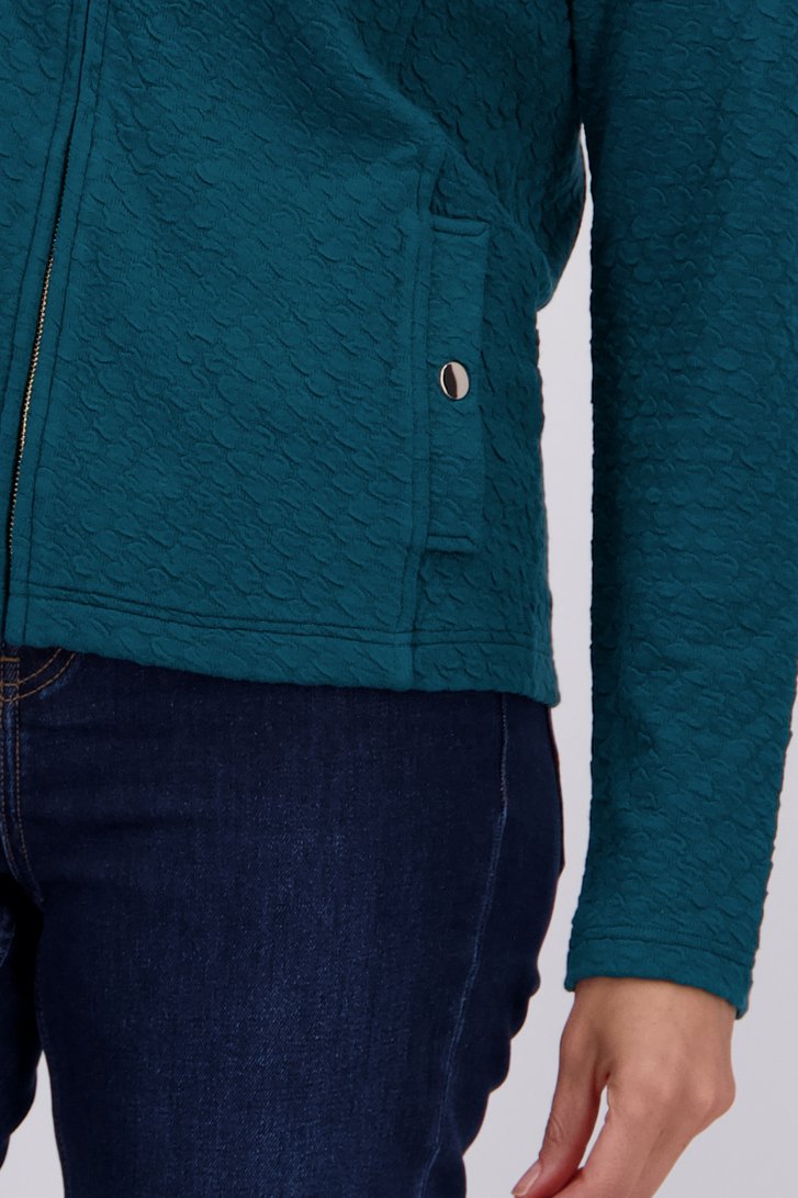 Détail de Cardigan vert avec fermeture zippée de Claude Arielle pour Femmes
