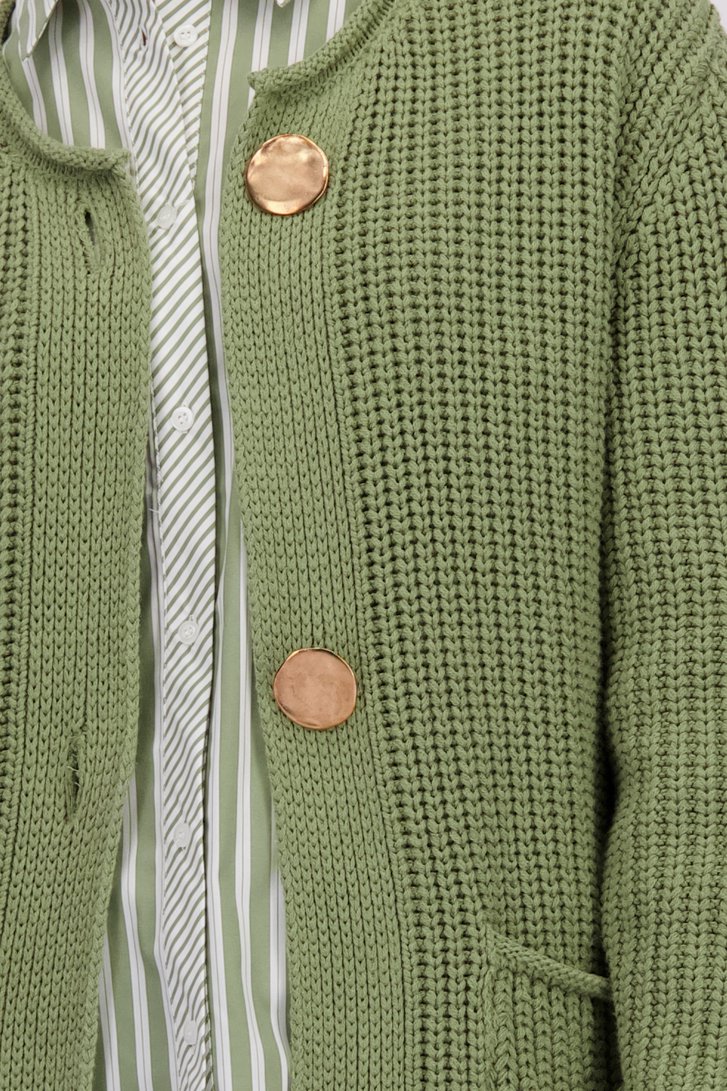 Détail de Cardigan vert en maille avec boutons fantaisie de More & More pour Femmes