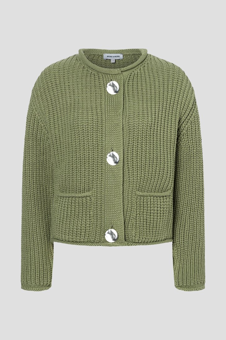 Photo produit 1 de Cardigan vert en maille avec boutons fantaisie de More & More pour Femmes