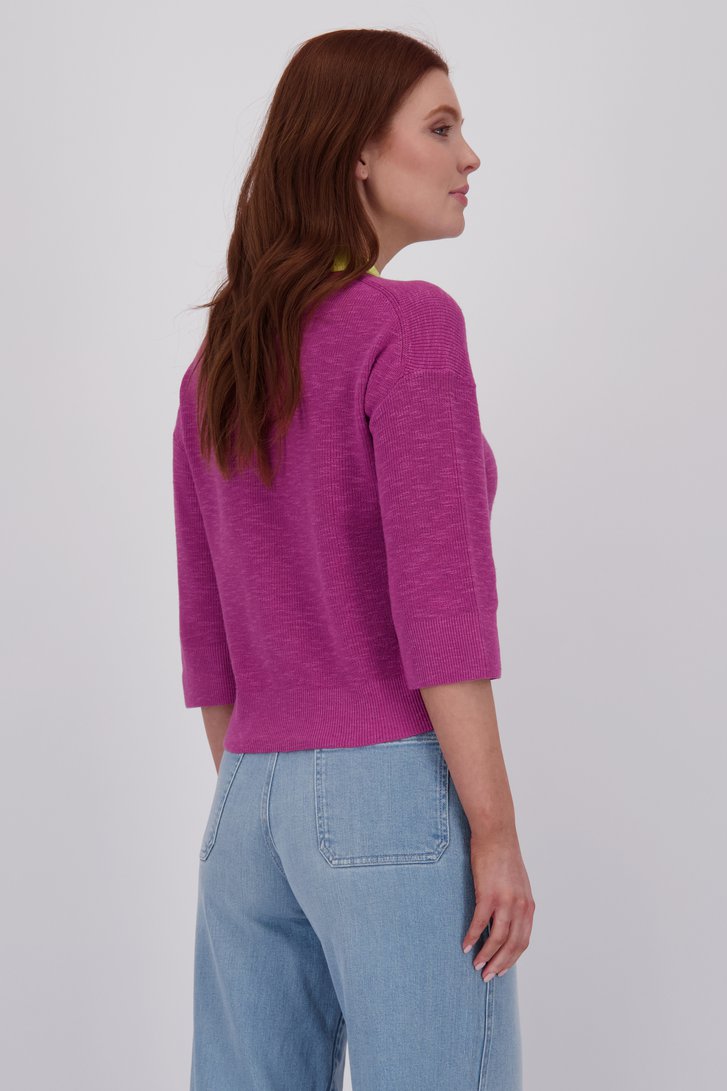 Cardigan violet à manches courtes et boutons de Libelle pour Femmes