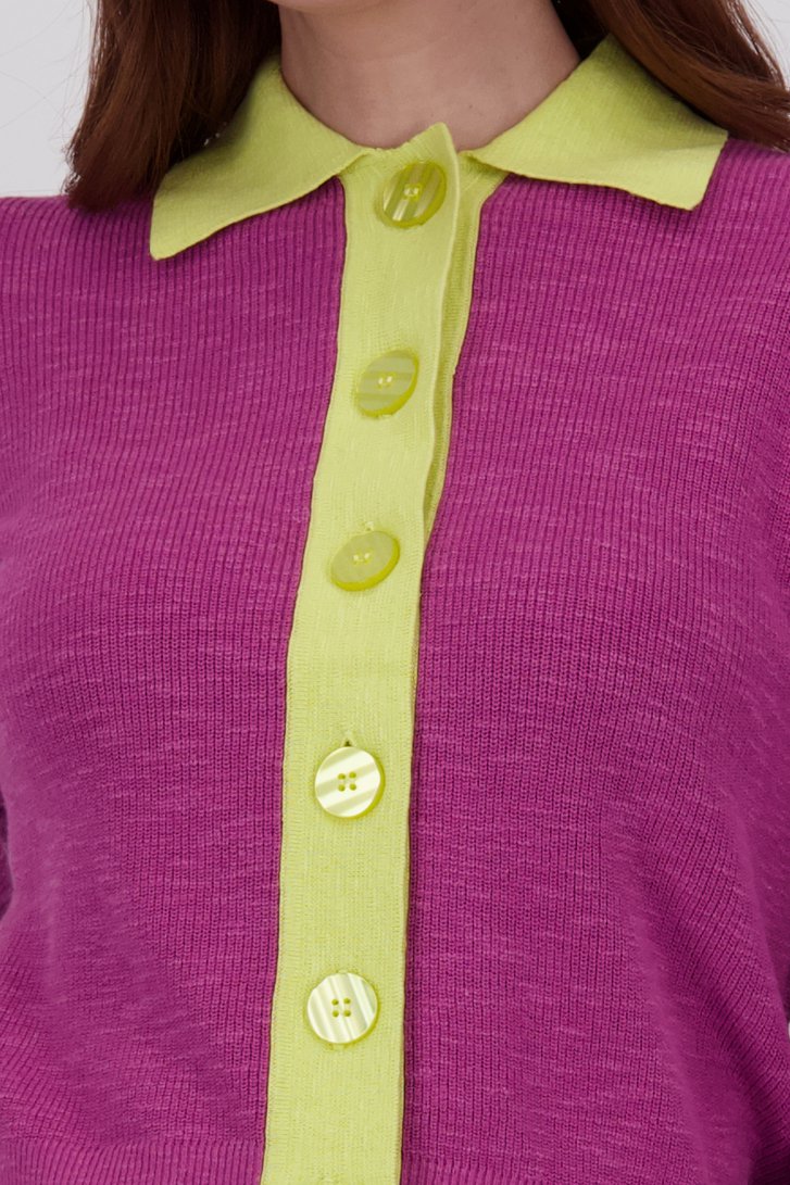 Cardigan violet à manches courtes et boutons de Libelle pour Femmes