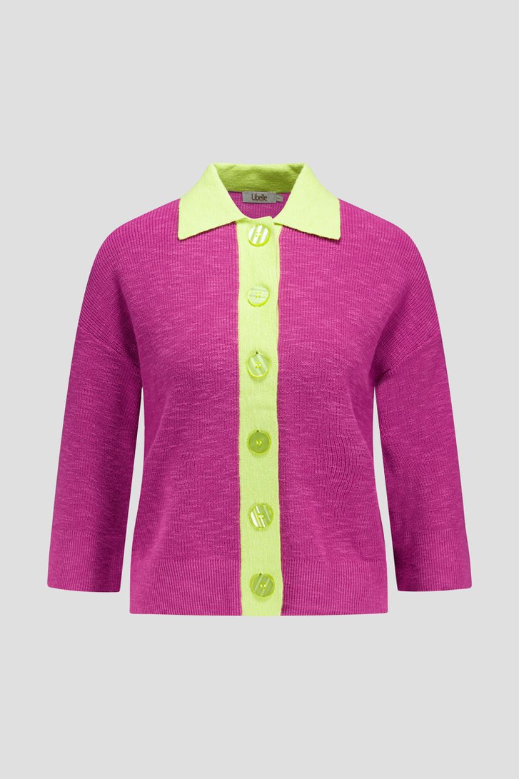 Cardigan violet à manches courtes et boutons de Libelle pour Femmes