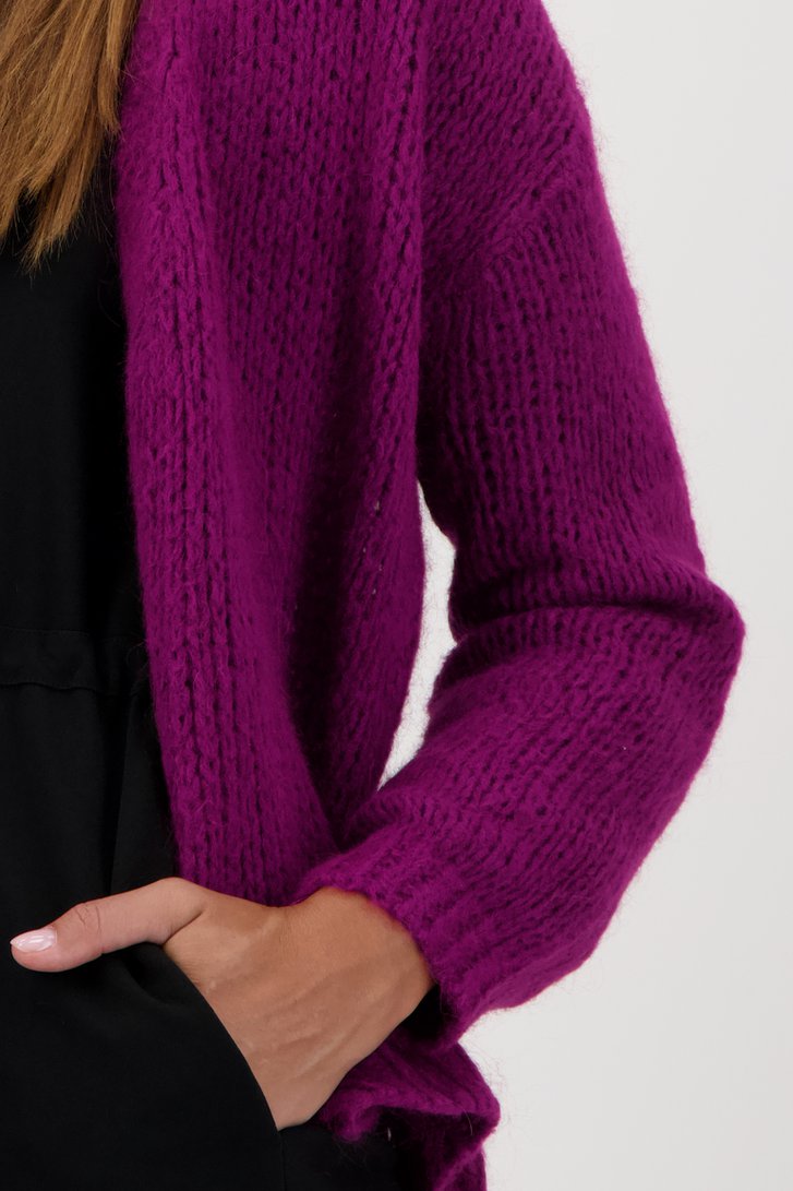 Cardigan violet avec laine de Geisha pour Femmes