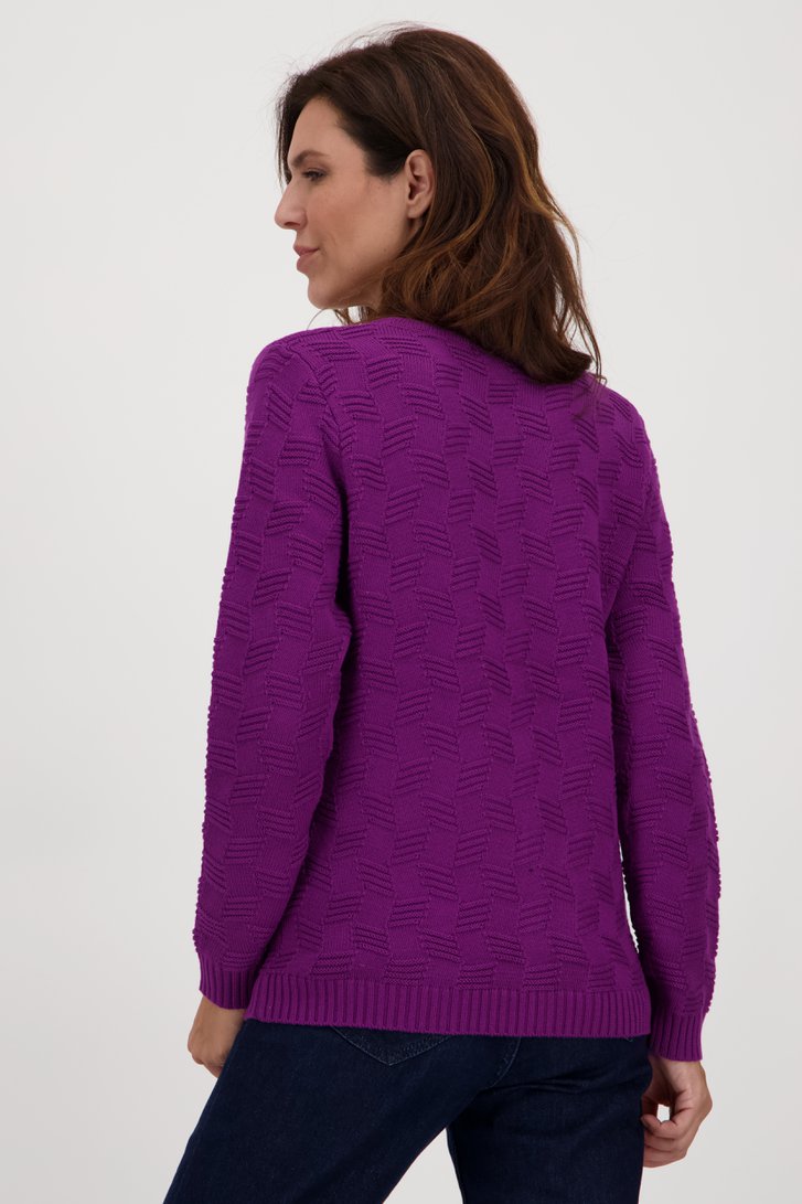 Cardigan violet avec motif en maille fine de Signature pour Femmes