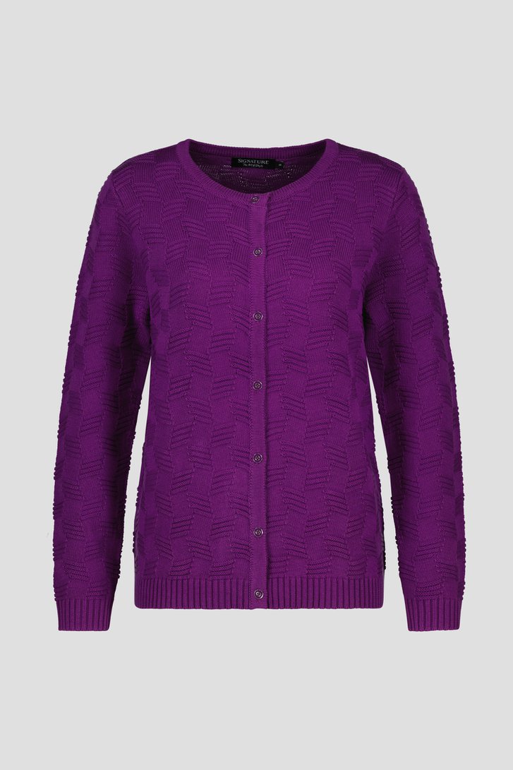 Cardigan violet avec motif en maille fine de Signature pour Femmes