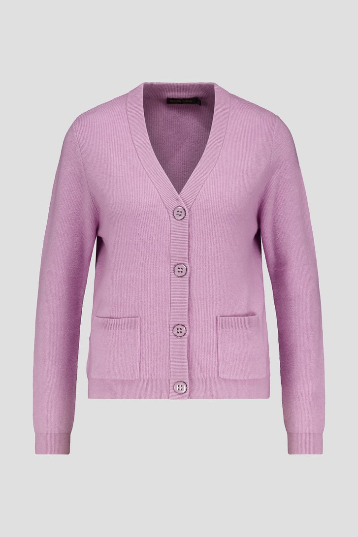 Cardigan violet clair avec laine de Claude Arielle pour Femmes