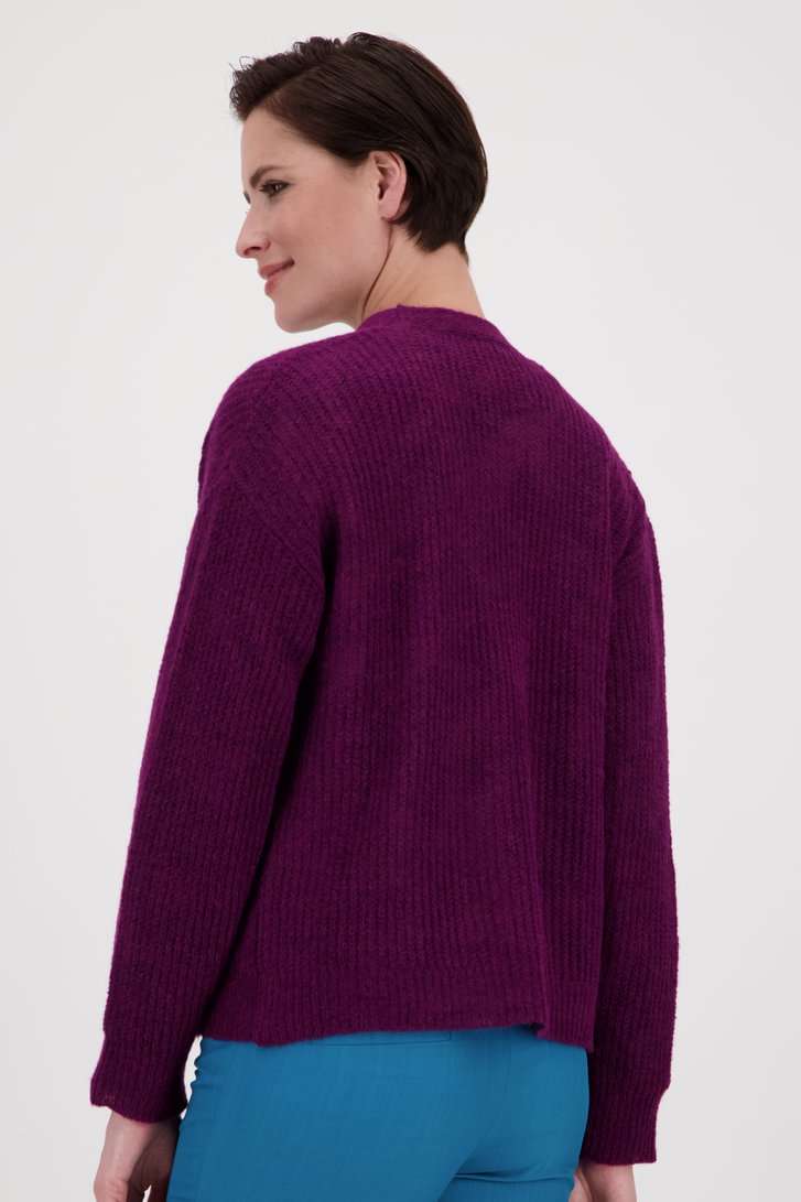 Cardigan violet foncé, avec laine de More & More pour Femmes