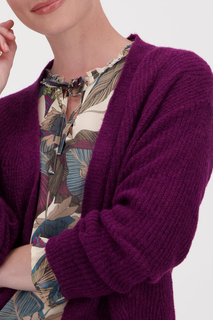 Cardigan violet foncé, avec laine de More & More pour Femmes