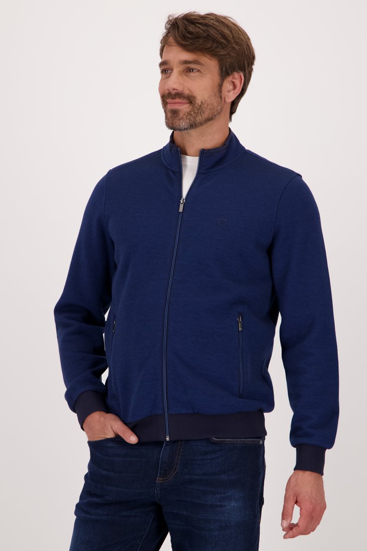 Cardigan zippé bleu foncé de Dansaert Blue pour Hommes