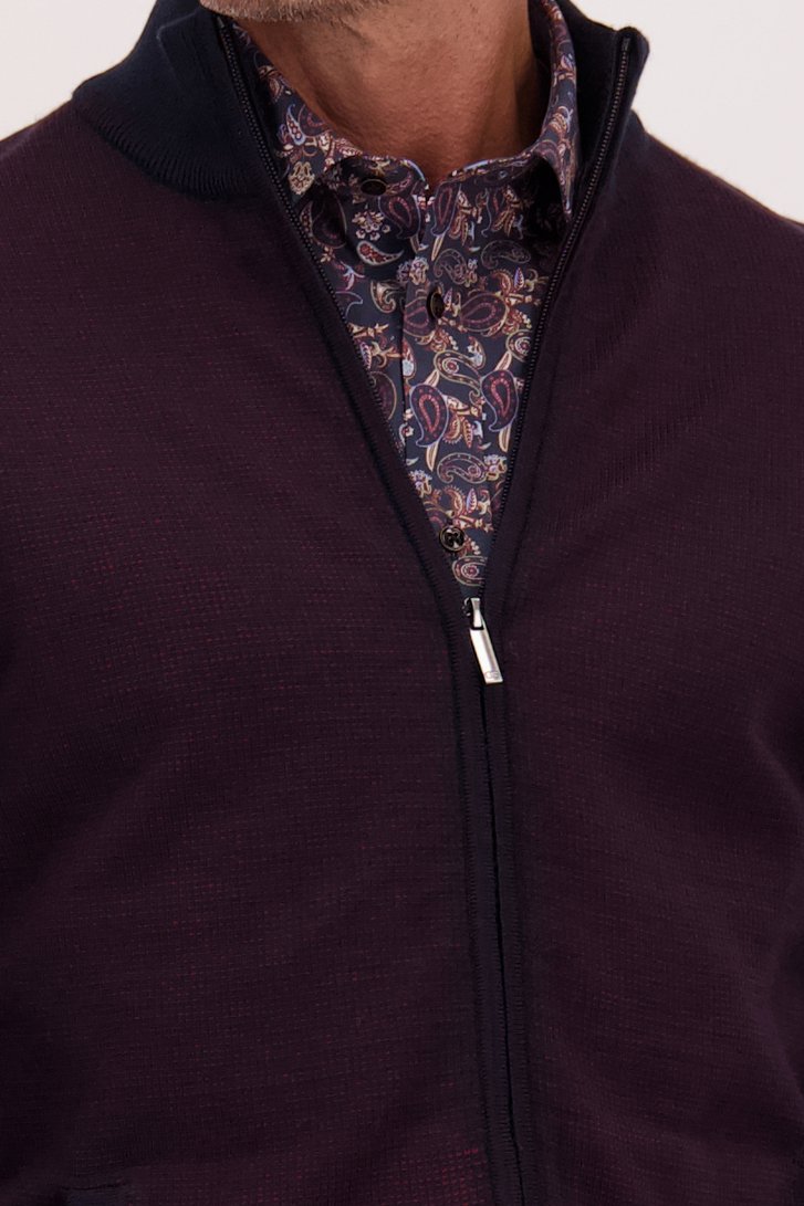 Détail de Cardigan zippé bleu foncé en laine  de Dansaert Blue pour Hommes