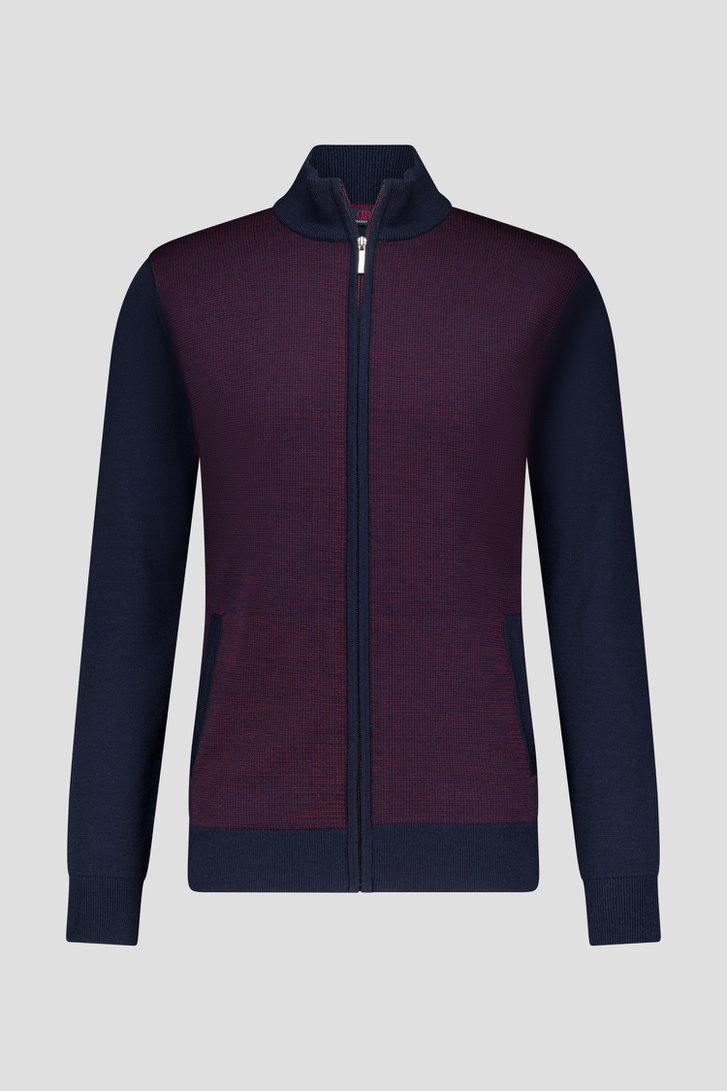 Photo produit 1 de Cardigan zippé bleu foncé en laine  de Dansaert Blue pour Hommes