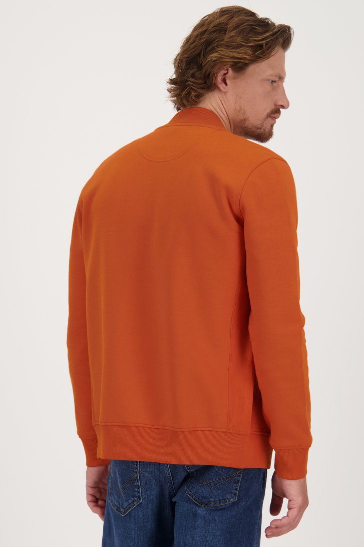 Cardigan zippé doublé orange de Ravøtt pour Hommes