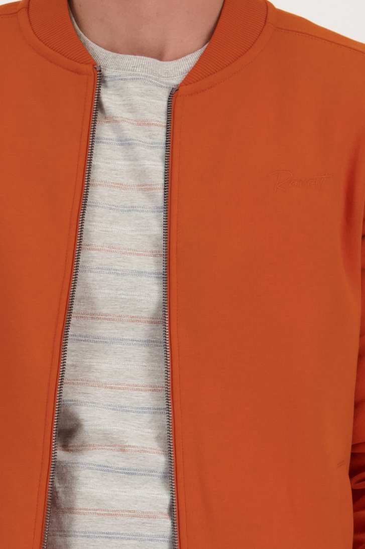Cardigan zippé doublé orange de Ravøtt pour Hommes