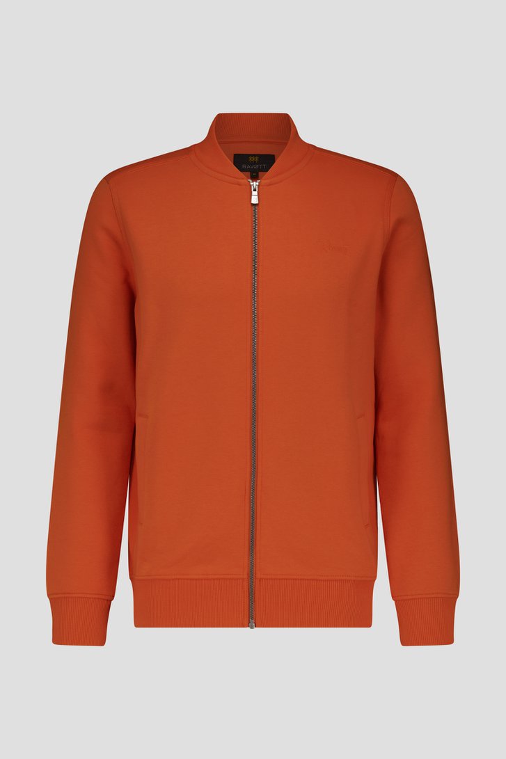 Cardigan zippé doublé orange de Ravøtt pour Hommes