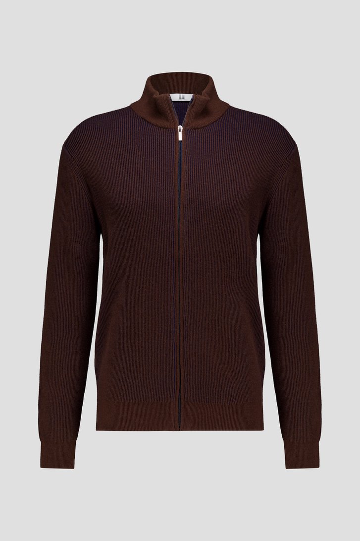 Photo produit 1 de Cardigan zippé en laine marron de Upper East pour Hommes