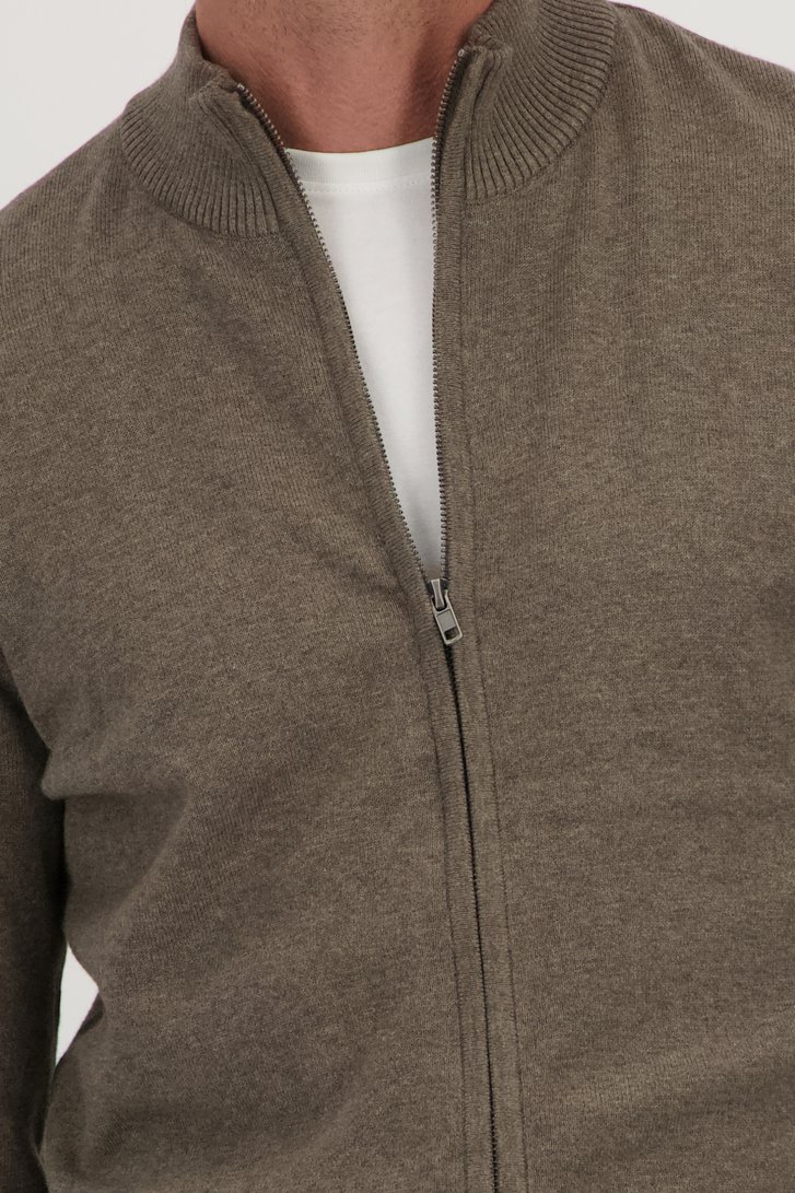 Détail de Cardigan zippé taupe	 de Dansaert Blue pour Hommes