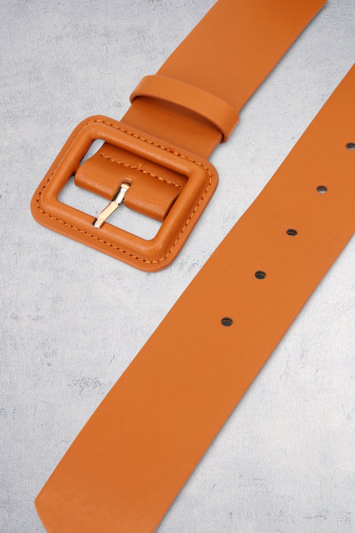 Le dos de Ceinture cognac à boucle carrée de Liberty Island pour Femmes