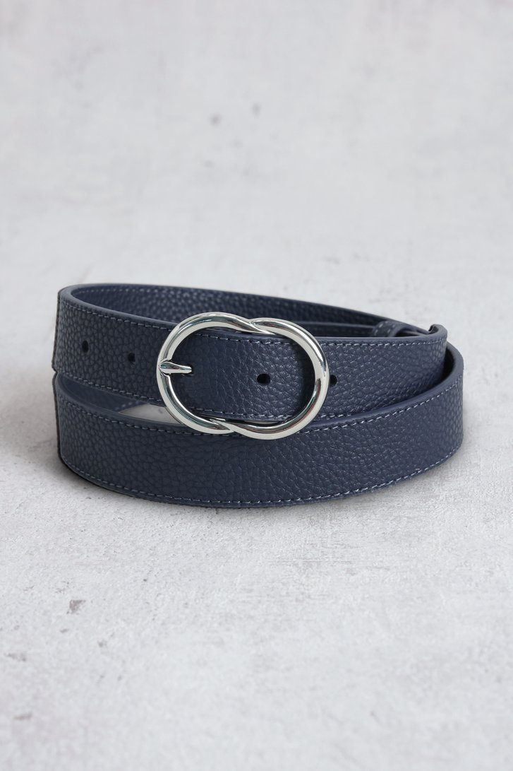 Le devant de Ceinture en cuir bleue avec boucle argentée de Liberty Island pour Femmes
