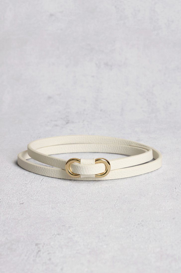 Ceinture fine écrue avec boucle dorée de Libelle pour Femmes