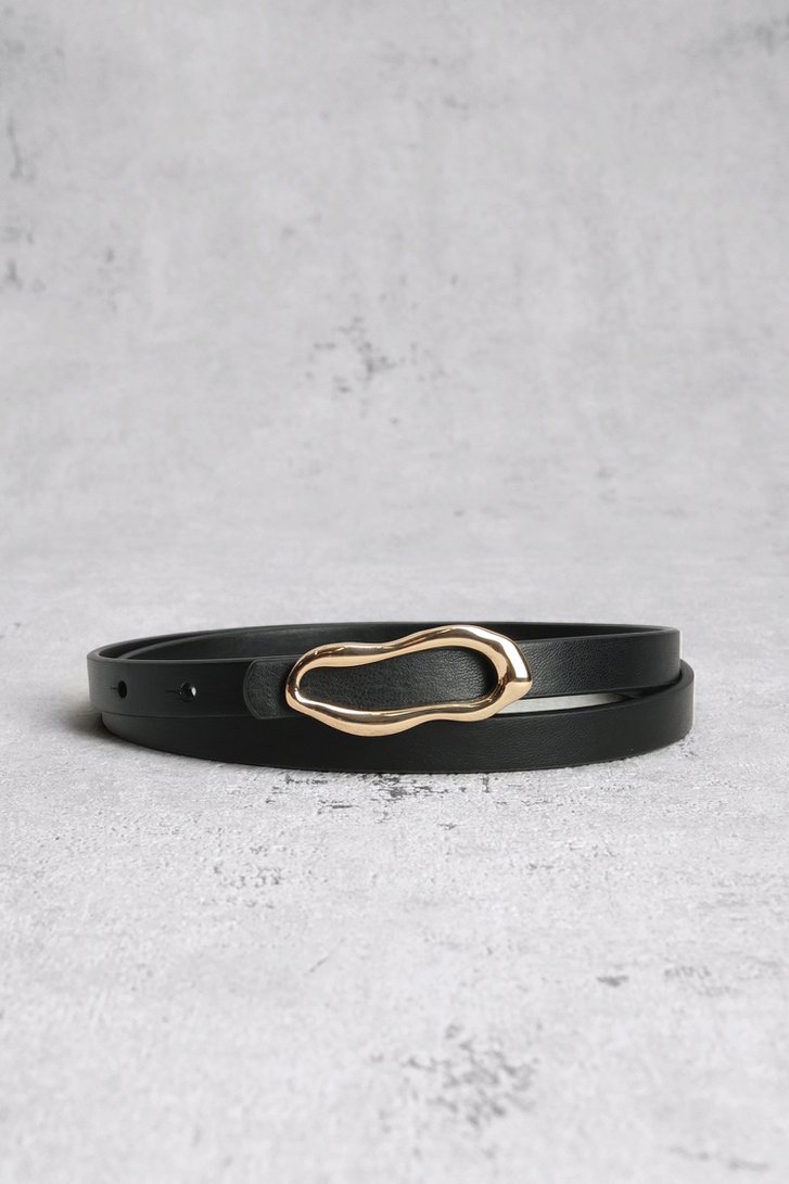 Ceinture fine noire avec boucle dorée de Louise pour Femmes