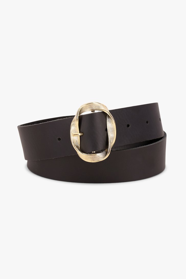 Ceinture noire avec boucle dorée de Liberty Island pour Femmes