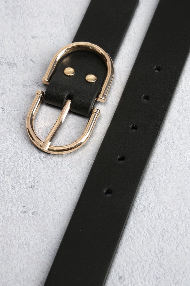 Le dos de Ceinture noire avec boucle rose de Liberty Island pour Femmes