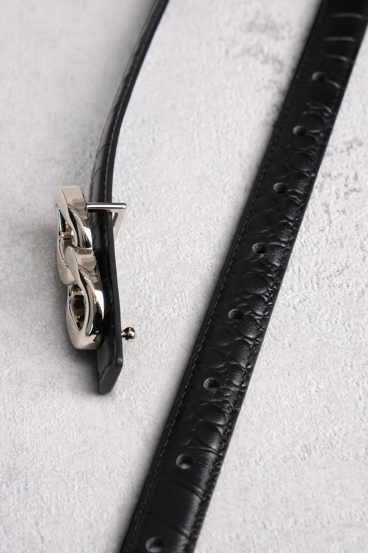 Photo produit 1 de Ceinture noire en cuir avec structure crocodile de Louise pour Femmes