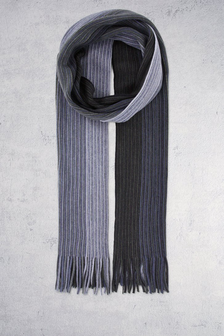 Le devant de Écharpe en tricot côtelé bleu et gris de Michaelis pour Hommes