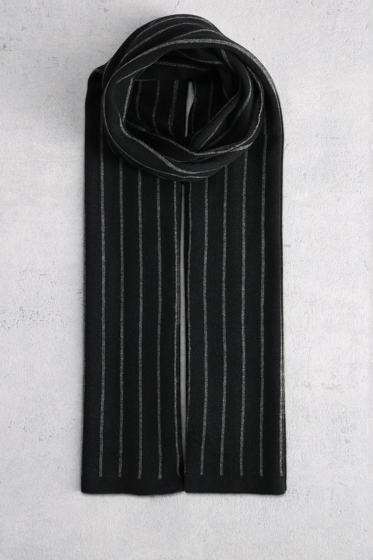 Le devant de Écharpe noire à motif rayé gris de Liberty Island pour Hommes