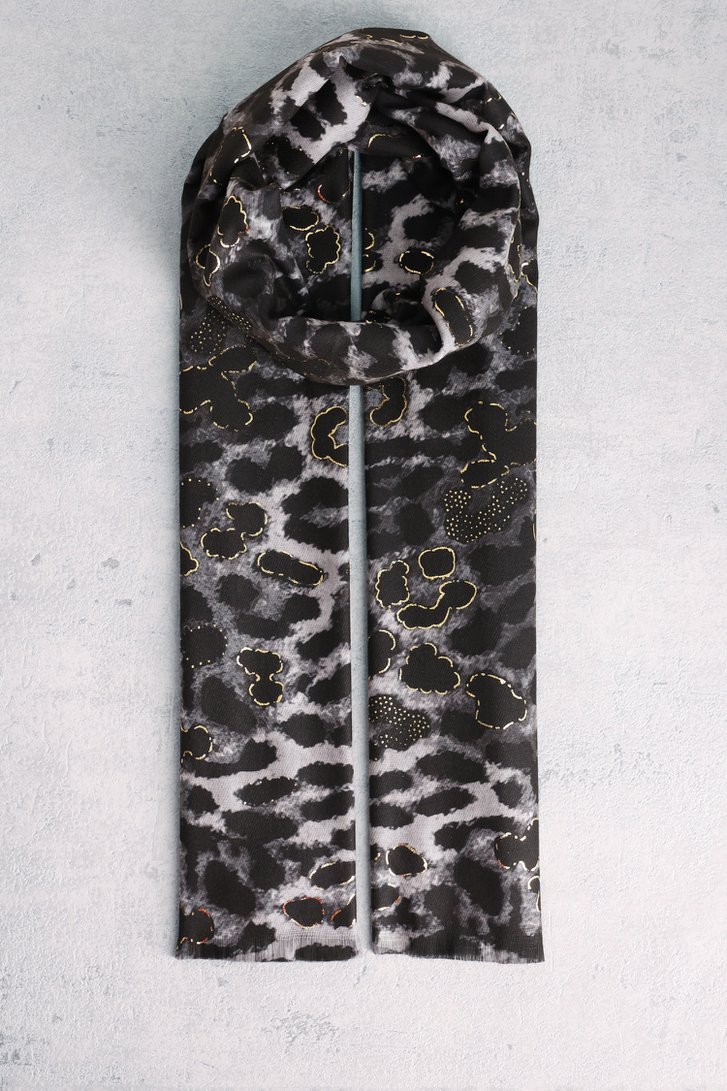 Le devant de Écharpe noire et blanche à imprimé léopard de Liberty Island pour Femmes